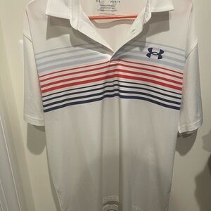 Under Armour Men's White and Blue golf Polo Shirt